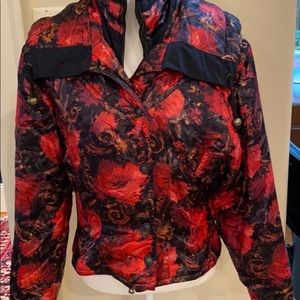 Vintage 80s Bogner Jacket Red Gold Floral M